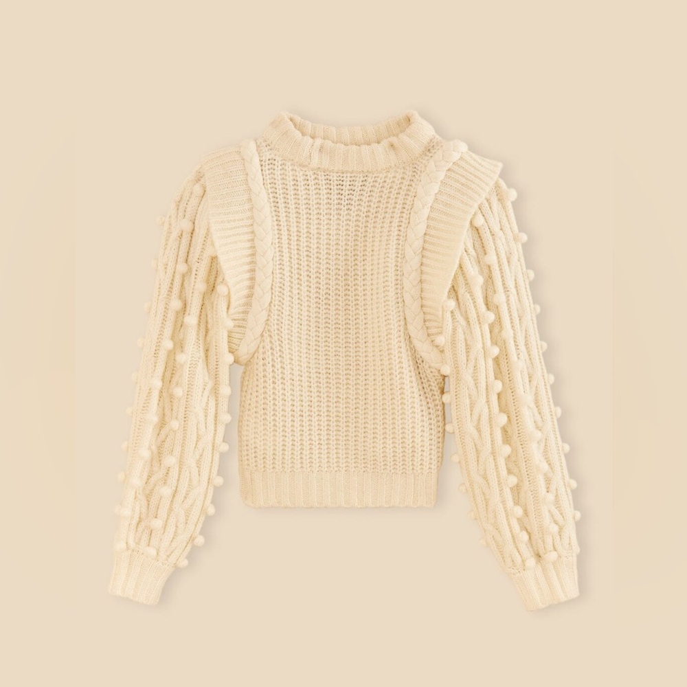 NWT Farm Rio Off-White Braided Sweater Size XL Cozy Relaxed Fit Knit Style